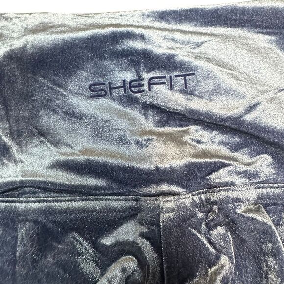 SHEFIT Women’s Blue Velour Luxe High Waist Legging w/ Matching Scrunchie Size Lu - Picture 10 of 11